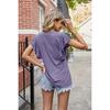 Summer Top for Women Falre Sleeve Loose Solid Color Tees U-neck Short Sleeve T-shirt
