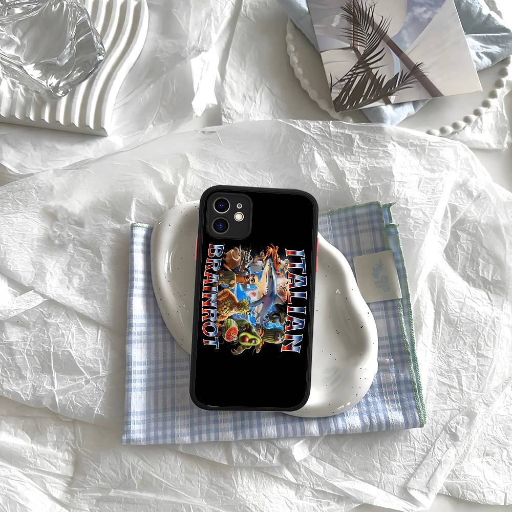 I-ITALIANS B-Brainrot Creative Animal For IPhone 11 12 13 14 15 16 Pro Max Plus Matte Translucent Phone Cover