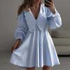 Women's Clothing, New Summer Skirts, Fashionable Casual Plaid Lace Dress, Short Skirt.