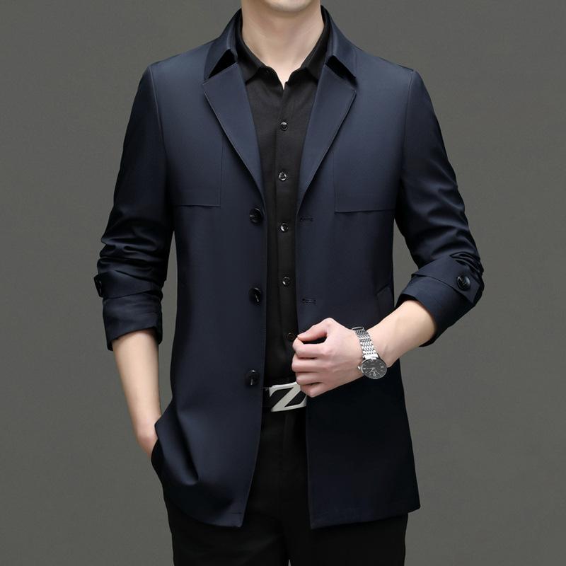 

Ветровка мужская куртка в деловом стиле с воротником-стойкой, деловое пальто средней длины, тонкая куртка мужская верхняя часть XXXXL