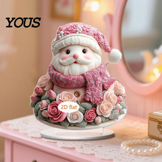 Religious Holiday Gift Christmas Theme 2D Ornament, Double-sided Acrylic Decoration, Desktop Decor Stable Base Ornament for Home Office Table Standing