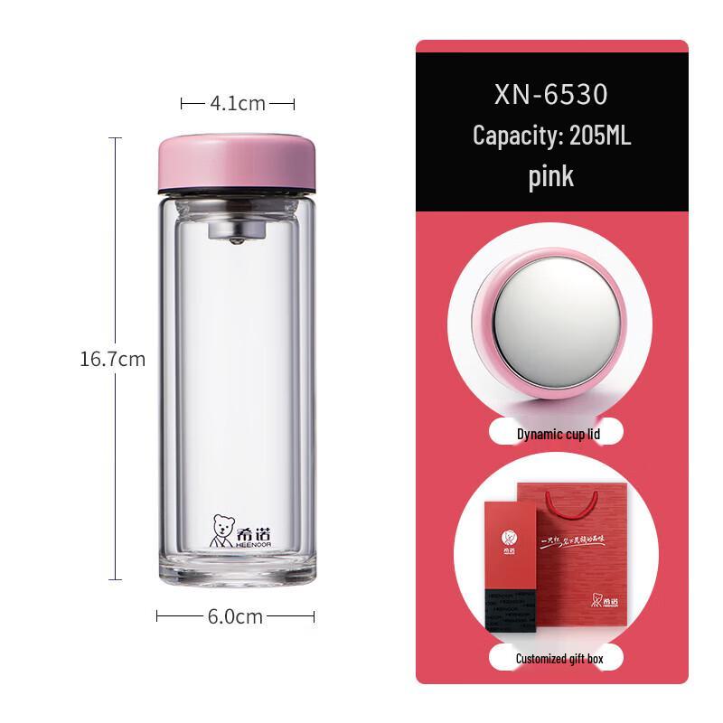 Heenoor Double-Layer Insulated Portable Glass Tea Mug