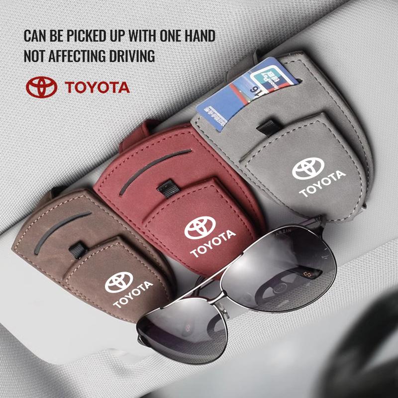 Car Sun Visor Glasses Holder Sunglasses Card Storage Clip For Toyota 86 Mirai Supra Prado Alphard Vellfire Crown Venza Keyring