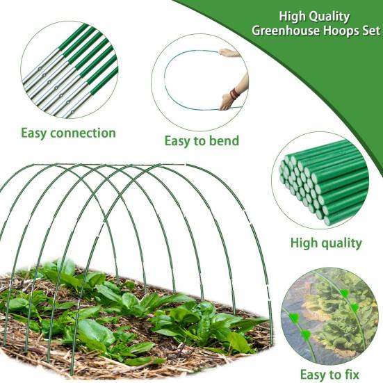 

Комплект обручей для теплицы 17-дюймовые опоры из стекловолокна Зеленые садовые обручи с зажимами Соединители Опорная рама для туннеля для выращивания садовой приподнятой кровати
