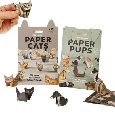 DIY papírové kočky - 50 listů DIY origami papíru na skládání roztomilých kočičích figurek, zábavná tvůrčí aktivita pro dospělé a děti, dárek pro milovníky koček
