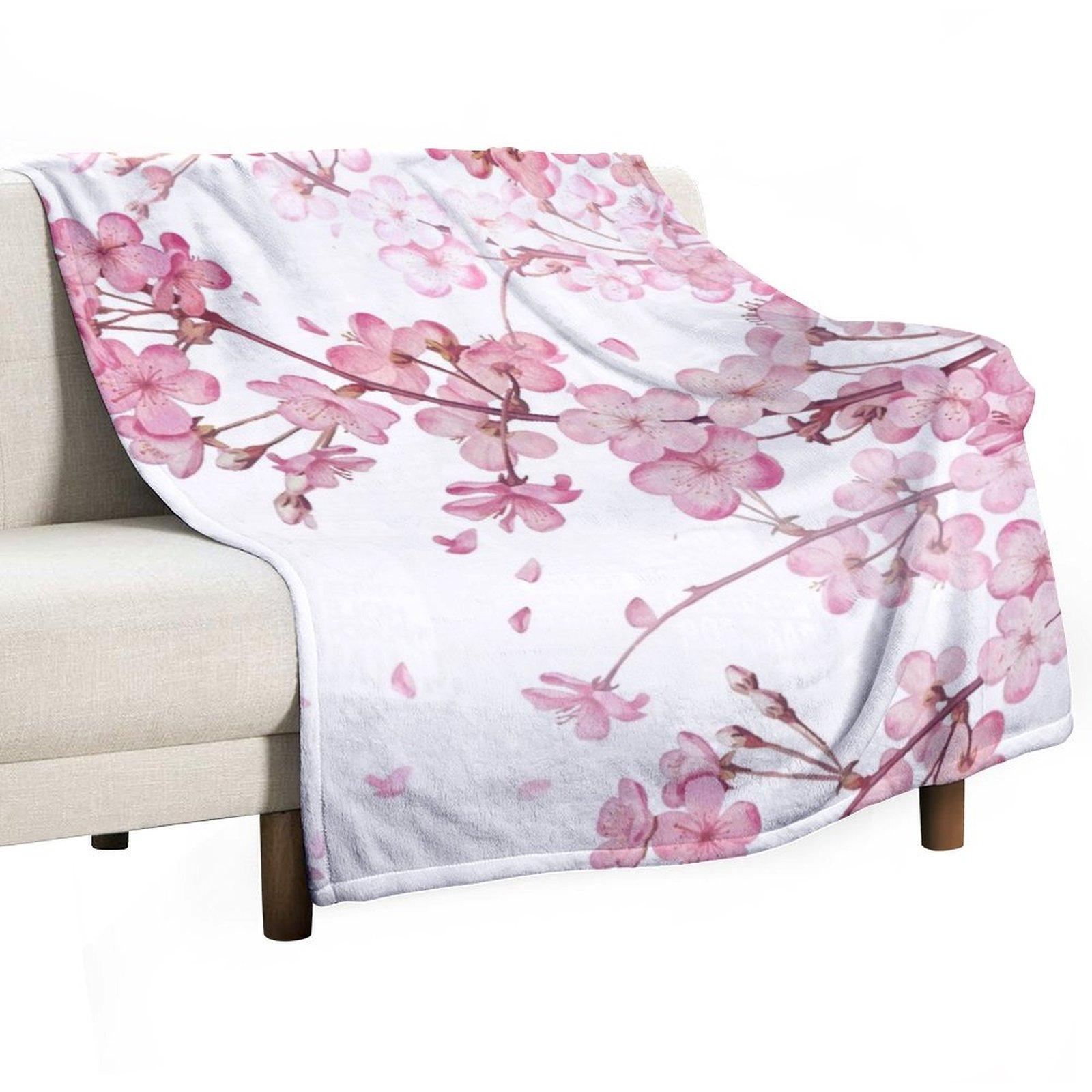 

Sakura Cherry Blossom Throw Blanket For Decorative Sofa Picnic funny gift Travel Blankets 30x40in