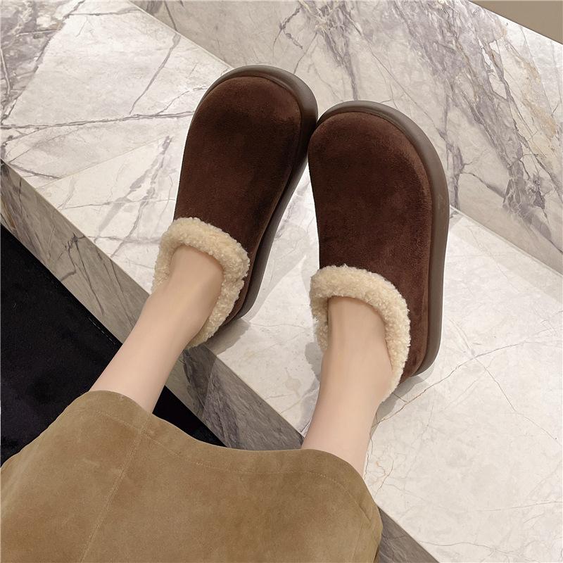 Women's Fashion Lightweight Height-enhancing Soft Sole Winter Warm One-step Fur One Snow Boots Velvet Lined Non-slip Casual Sports Cotton Boots