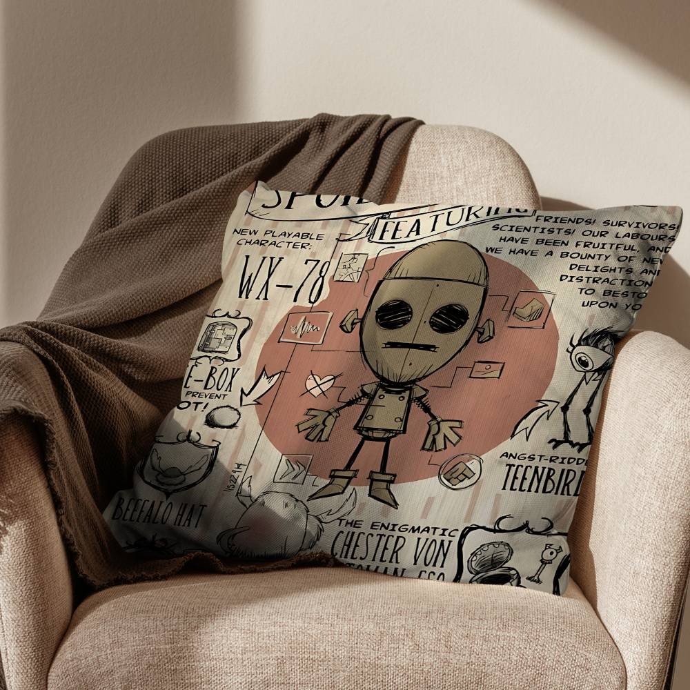 Game HP SAN Dont Starve Pillow Case Square DoubleSided Printing Short Plush Sofa Cushion Cover Bedroom Bedside Pillow