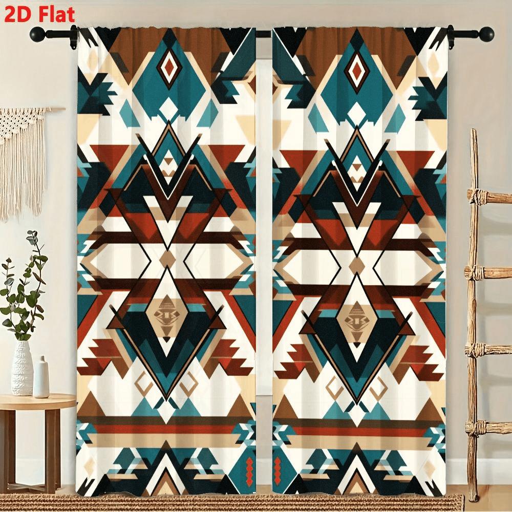 2Pcs Curtains Native American Geometric Pattern Window Drapes for Bedroom Living Room Decoration Window Treatment. 60×150