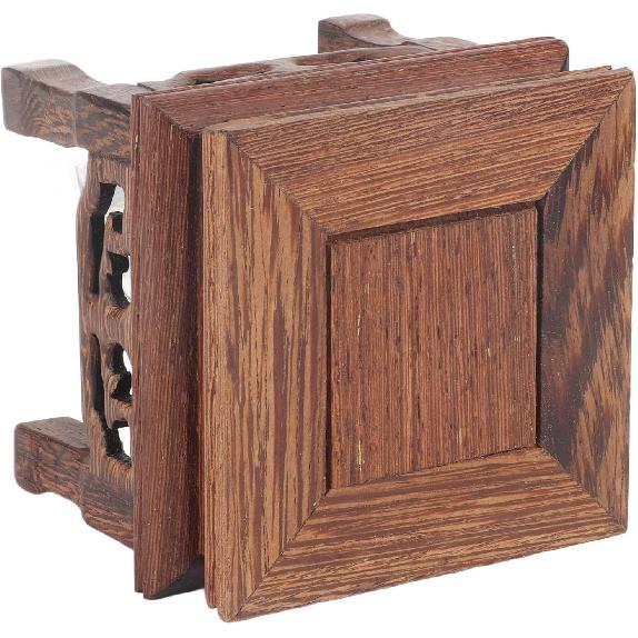Health Gear Wood Display Stand Base Small Tabletop Teapot Display Stand, Wood Carved Pedestal Oriental Home Decoration for Vase Flower Pots Teapot