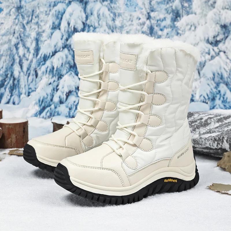 Women's Snow Boots Womens Winter Shoes Keep Warm Plush High-top Boots Fashion Ladies Outdoor Non-slip Mid Calf Boots Botas Mujer