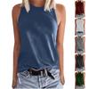Womens Casual Round Neck Loose Color Sleeveless Top T-shirt Blouse