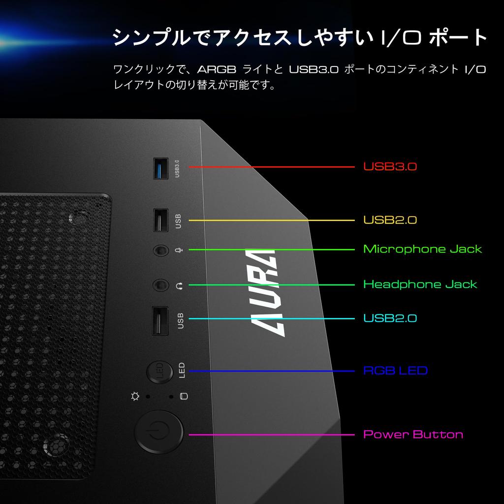 GAMDIAS AURA GC1 Gaming PC Case Mid Tower ATX Case Side Tempered Glass 4X 120mm ARGB Case with Fan Sync 5V RGB with Motherboard Tools Free