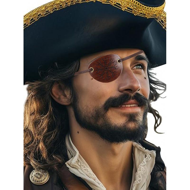 Gothic Leather Pirate Eyepatch: Adjustable Halloween Costume & Creative Cosplay Prop