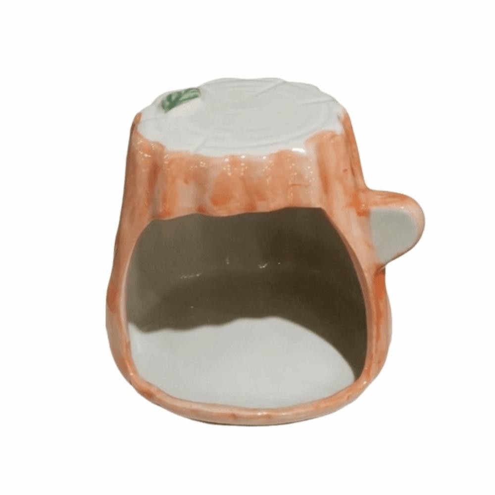 Creative Mushroom Shaped Ceramic Hamster Hideout Cute Tree Stump Mushroom Cave Chew-Proof Hamster Cooling House Indoor Habitat