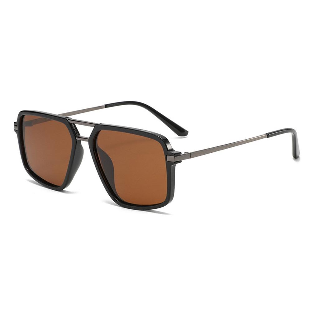 Polarized Double Bridge Square Sunglasses Retro Metal Frame Uv400 Blocking Shades For Men Women Lightweight Outdoor Sunwear