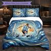 Argentina Football Pattern 3 Pieces Bedding Set Soft Microfiber Duvet Cover with Pillow Cases for Bedroom