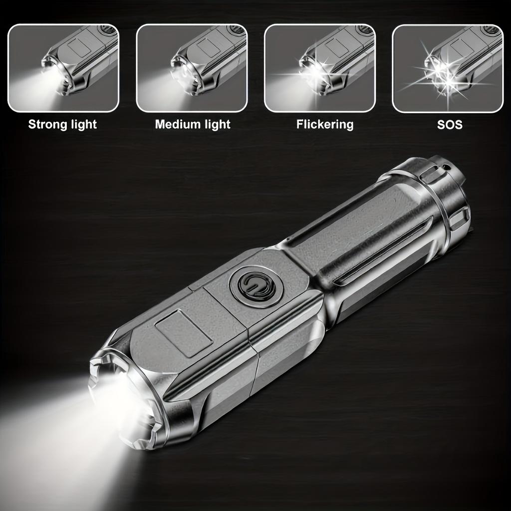 High Power LED Flashlights Telescopic Zoom Flashlight USB Rechargeable Hiking Multi-Functional Camping Outdoor Waterproof Torch
