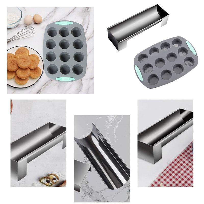 Non-Stick Stainless Steel Bread Baking Mold French Baguette Loaf Pan for Cake Rolls Pastry and Bread Rectangular Baking Tool