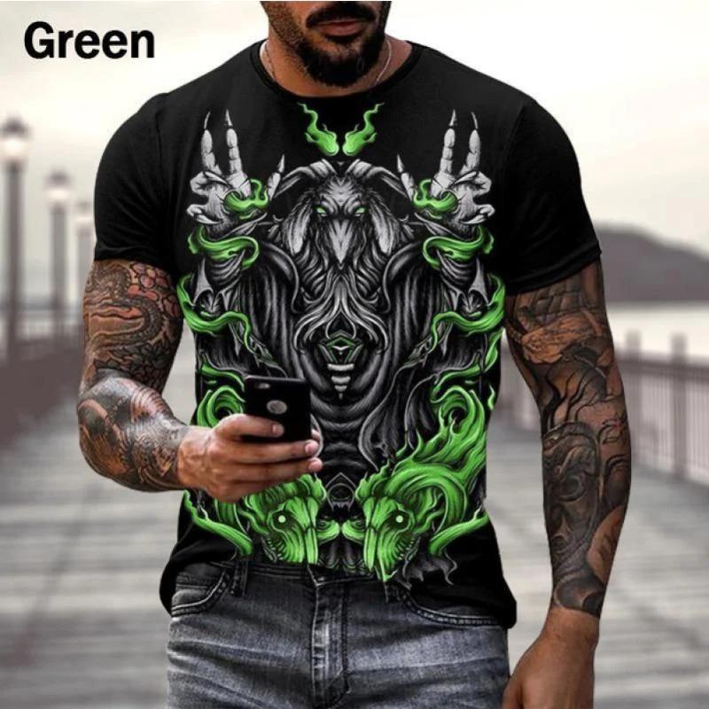 Ďábel Satan 3D potisk Pánská trička Móda Harajuku Hip Hop Trend Streetwear Léto Krátký rukáv Y2k Top Nadměrné oblečení