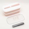 OSK Antibacterial Bento Light Hinoki Nopura with and Lunch Made in (OSK) Two-Tier Box, 330ml/320ml, Pink, (HKP) No. 3, Chopsticks, Divider, Belt,