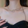 Shining Bridal Tassel Necklaces Crystal Neck Chain Choker Water Drop Rhinestone Jewelry  Women