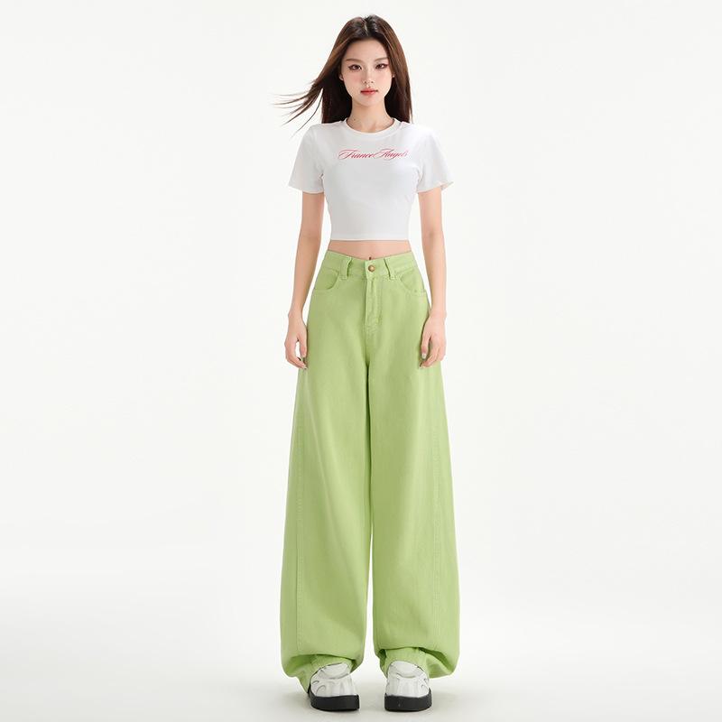Women's Spring Drooping Floor Wide-leg Jeans Women's Spring and Summer Slim Straight Pants Women's Spring