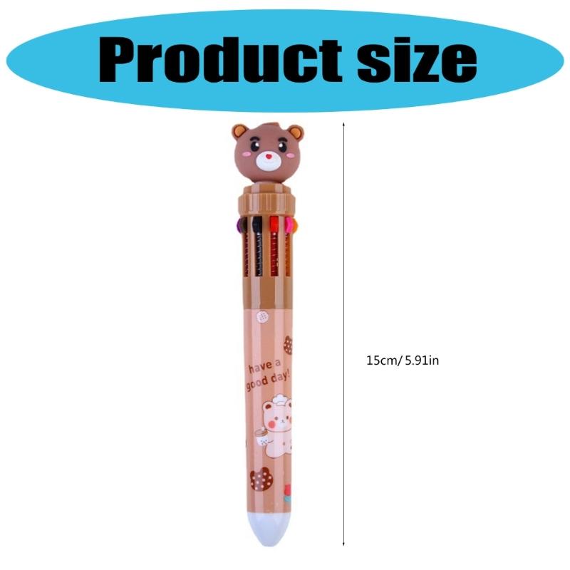 Lovely Bear Ballpoint Pen 10 In 1 Retractable Ballpoint Pen Office School Supplies 0.5mm Multicoloured Pen for Student