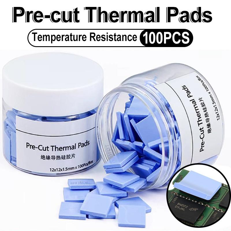 100Pcs Thermal Pad Insulating Silicone High Temperature Resistance Pads Motherboard Cpu Ic Gpu Repair Pre-Cut Thermal Pads