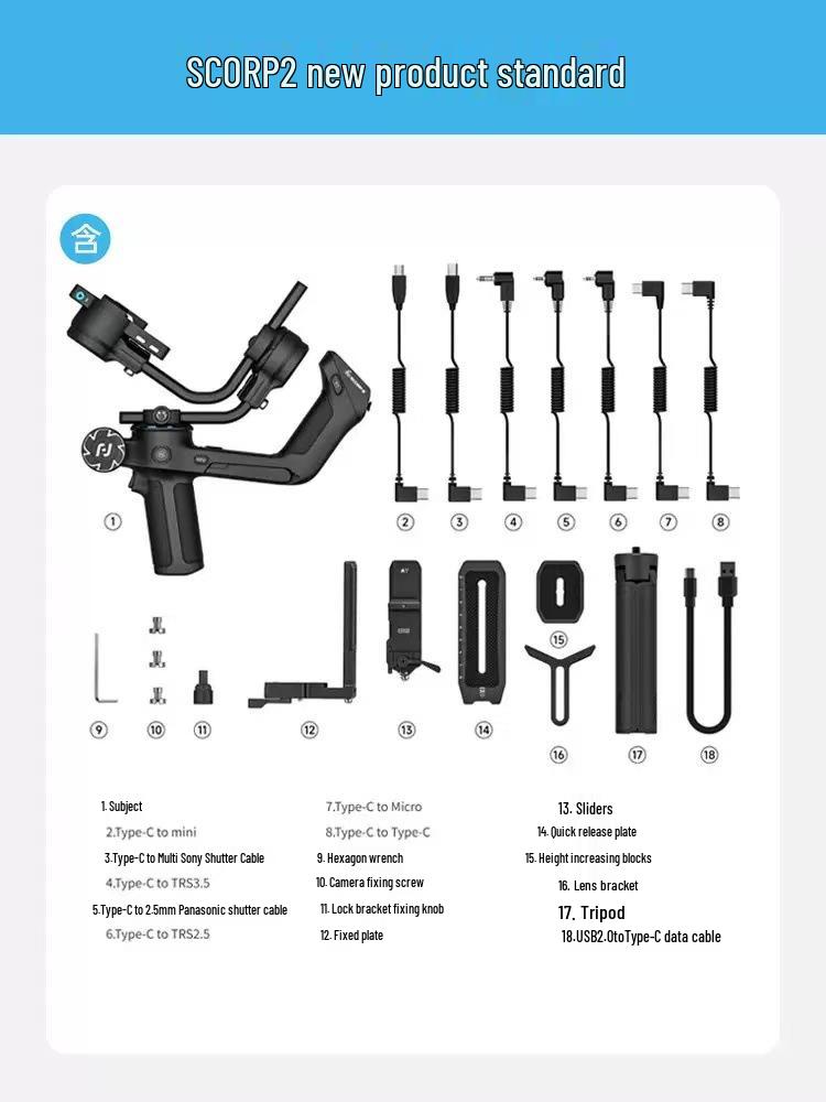Feiyu SCORP 2nd Gen Three-Axis Camera Gimbal Stabilizer with Smart Tracking