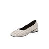 Spring and autumn of 22, square head low heel shallow mouth single shoes woven retro flat shoes flat heel