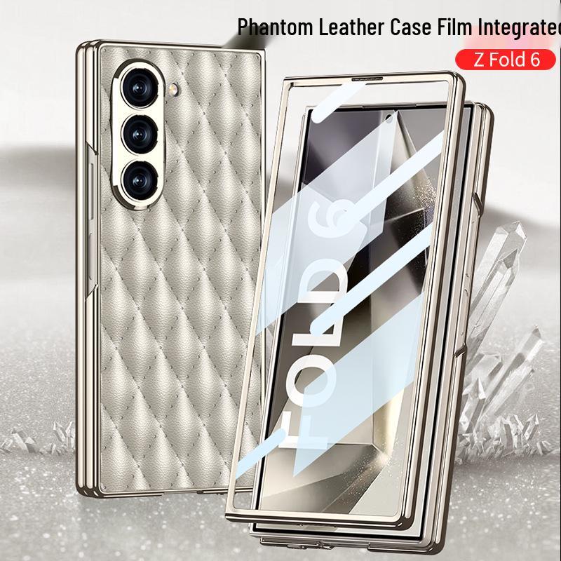 Samsung Z Fold 6 Case - Diamond Lattice, Electroplated Leather, Fragrance-Inspired Design
