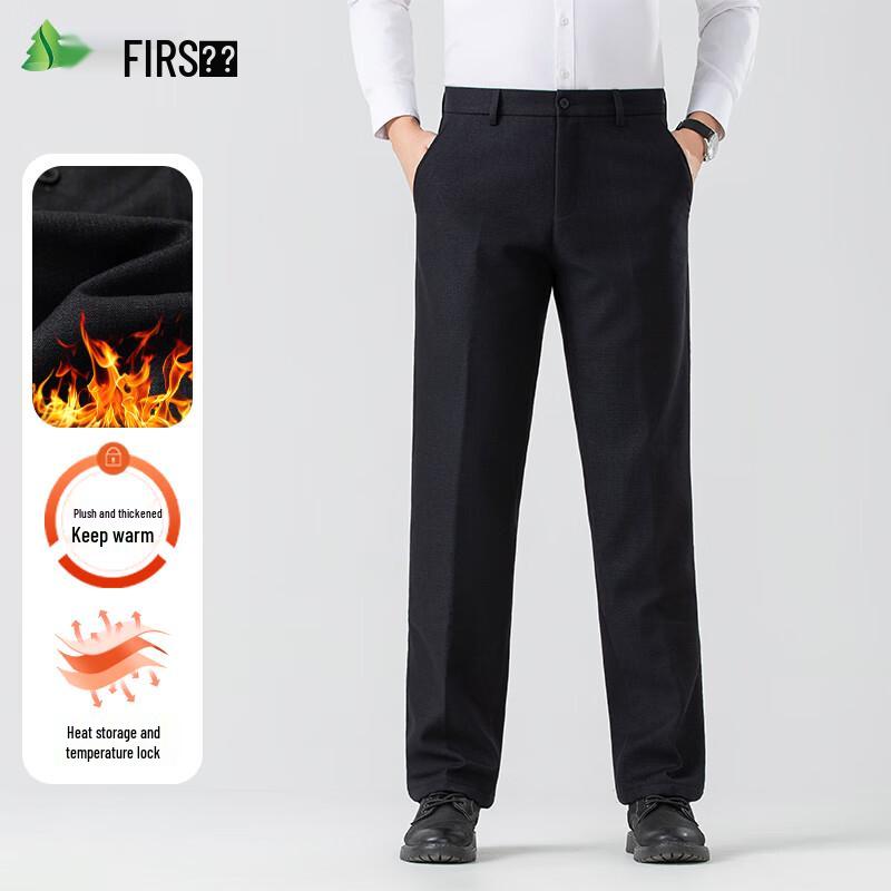 FIRS Men's Elastic Fleece-Lined Straight-Leg Casual Pants