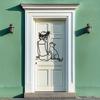 1pc Modern Metal Wall Art Woman with Cat Line Drawing Black White Iron Decor Living Room Bedroom Kitchen