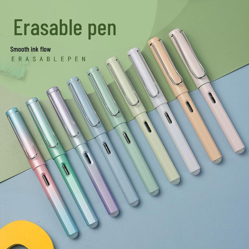 Blue Erasable Fountain Pen for Students with Refillable Heat-Erase Ink and Eraser, Ideal for Writing Practice