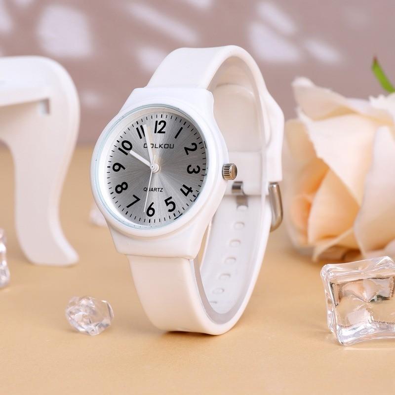 

Simple Kids Sport Quartz Watch Anti-Fall Macaron Fresh Style Boys Girls Exam Watch Jelly Color Plastic Strap Quartz Wristwatches белый