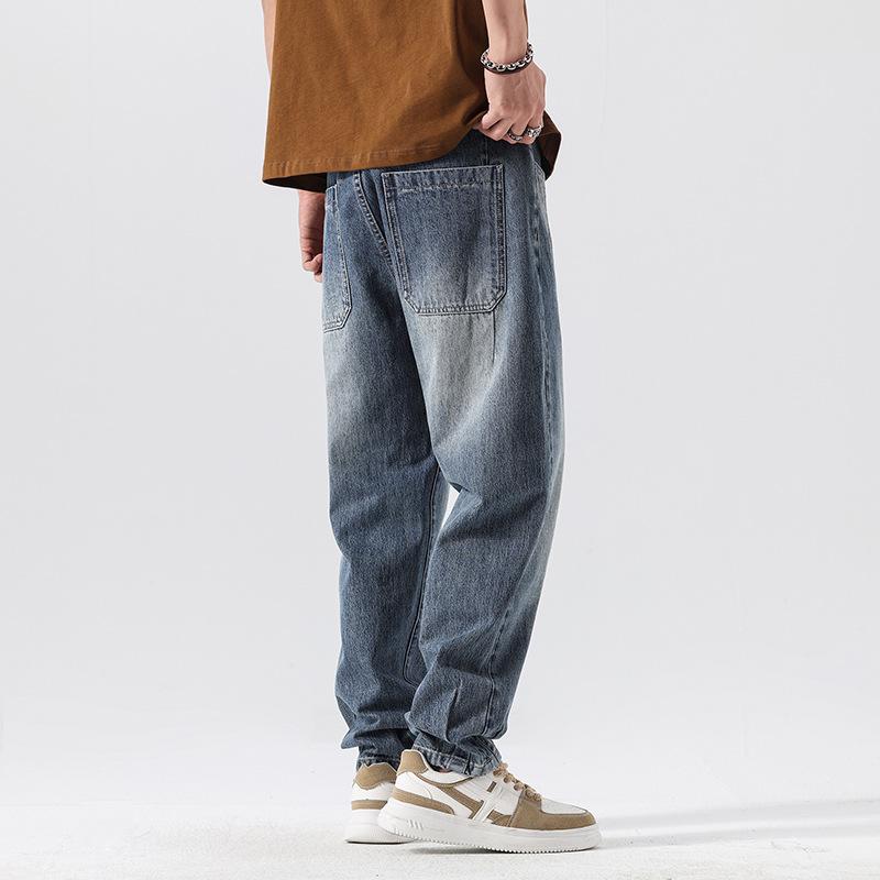 Men's Daddy Pants American High Street Retro Washed Jeans Men's Versatile Trend Loose Straight Casual Pants