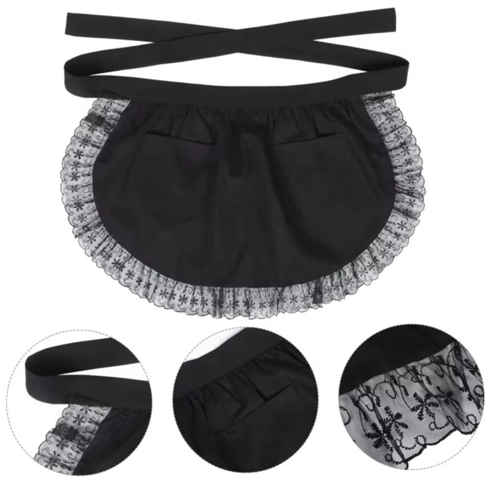 Vintage Half Waist Apron with Two Pockets Short Apron Sexy Lolita Pinafore for Women