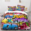 Set Copripiumino Graffiti King Set Biancheria da Letto Microfibra Hip Hop Moderno Street Art Copripiumino Per Bambini Ragazzi Decorazione Camera da Letto Giovani