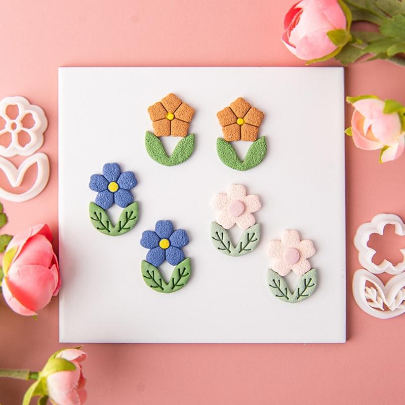 Clay Cutter Leaf Flower Shape Clay Earring Molds for Earrings Making Clay Earring Cutter Tool for Jewelry Making