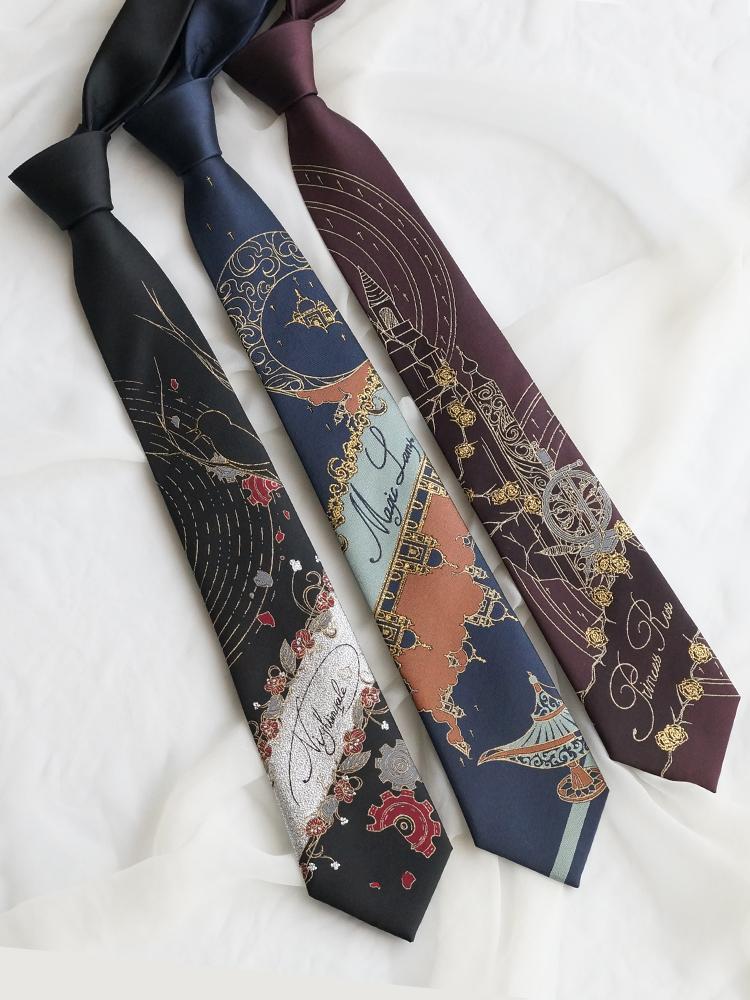 Original bronzing style burgundy tie hand-painted ins tie