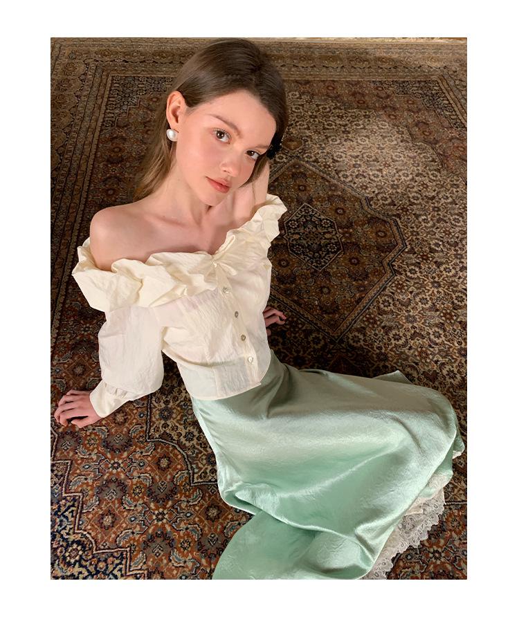 Interpret Beauty Elegant French Satin Midi Skirt for Women - Spring 2025 Collection C3582