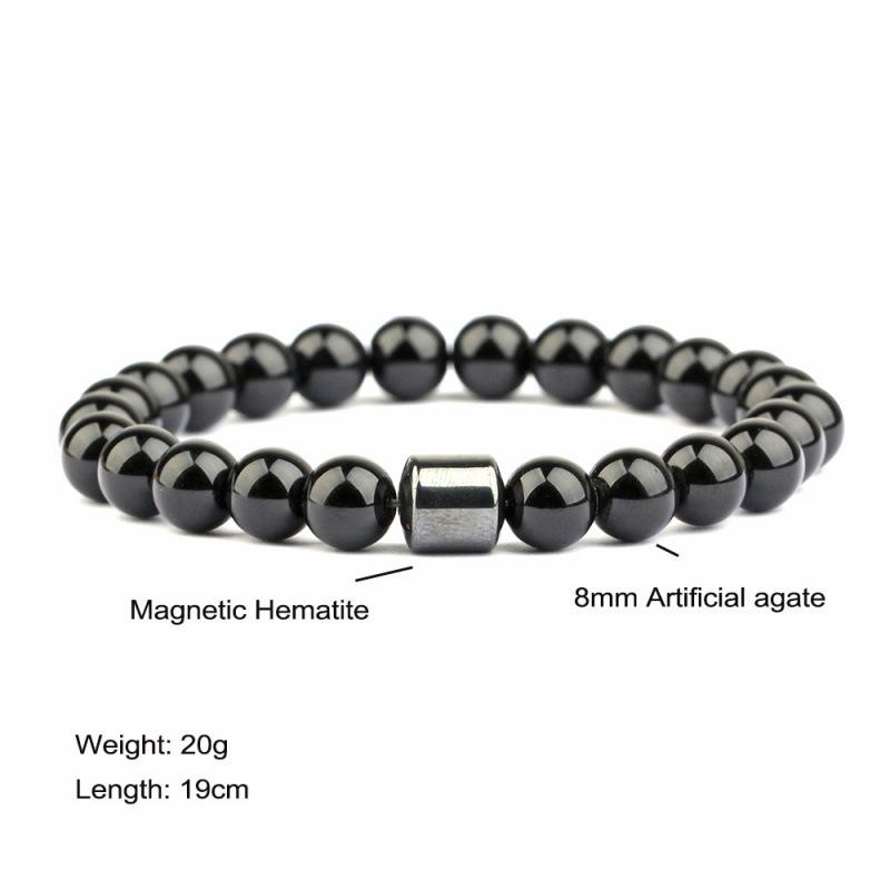 

Men s Cross-Border Volcanic Stone Magnetic Hematite & Tiger Eye Beaded Bracelet