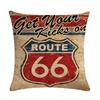 Mother Road Route 66 Pillow Case Linen Cotton Home Textile Waist Cover Cushion