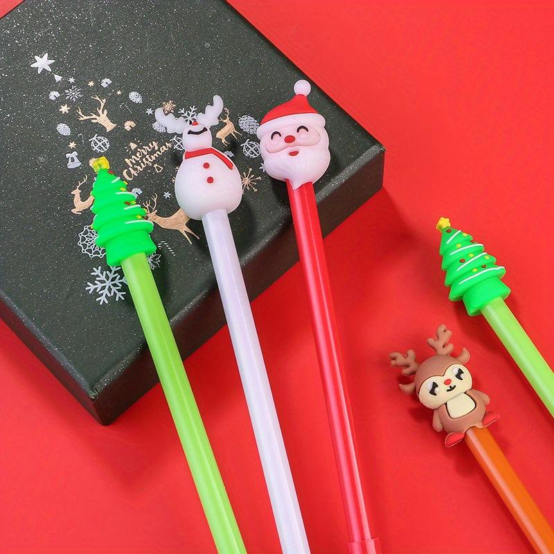 4/ 20 PCS Cartoon Christmas Theme Water Based Pen 0.5mm Black Funny Novelty Santa Claus Design Good Quality Student Essential Back To School