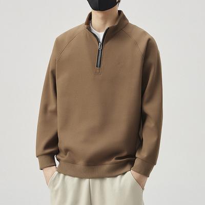 Hochwertiger Herren-Pullover mit halbem Reißverschluss, Herbst, Locker, Trendige Marke, Pullover, College-Student, Stehkragen, Basic