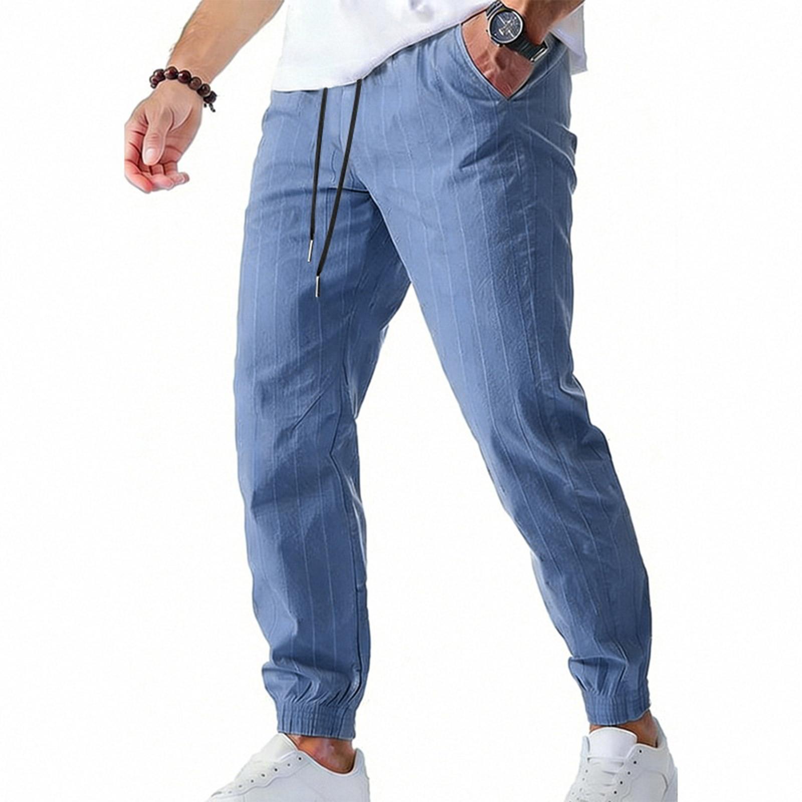 

Men s Linen Check Pants With Elasticized Cuffs XL