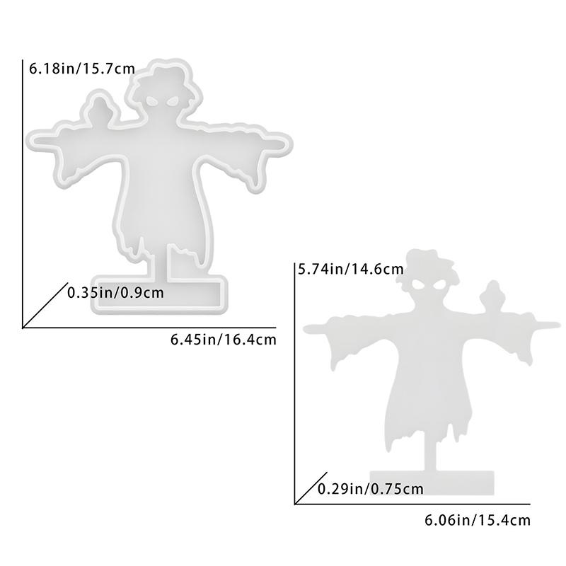 Halloween Candlestick Silicone Mold Pumpkin Bat Scarecrow Ghost Spooky Shadow Caster Candle Holder Party Ornaments Plaster Mold