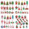 Christmas Gift Decorations 16 Pcs Lollipop Ornaments, Red Green Striped Peppermint Swirl Candy Cane Wooden Tree Pendants Hanging Decoration, Colorful