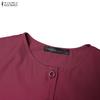 ZANZEA Women Casual Round Neck Solid Color Short Sleeve Pleated Dress